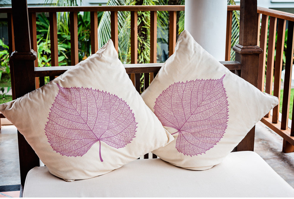Leaf Study Indoor/Outdoor Throw Pillow, Orchid, 20"x20"