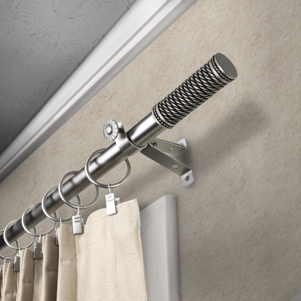 Barn 13/16" Diameter Curtain Rod, Satin Nickel, 18-28"