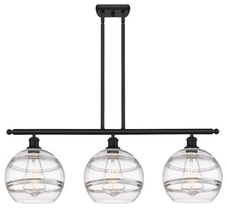 Ballston-Rochester 3-Light 37" Stem Island Light, Matte Black, Clear