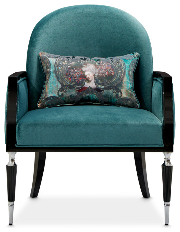 La Francaise Velvet Accent Chair Azure/Black