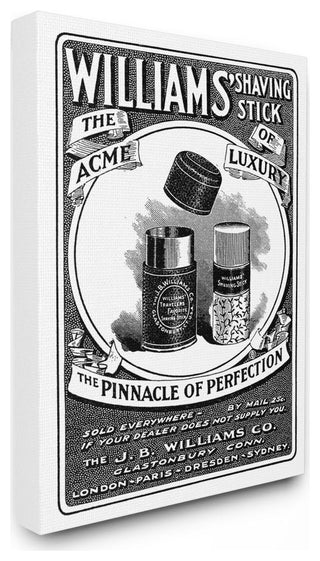 Shaving Advertisement Vintage Black And White Design, 30"x40"