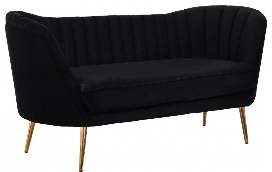 Margo Velvet Upholstered Set, Black, Loveseat