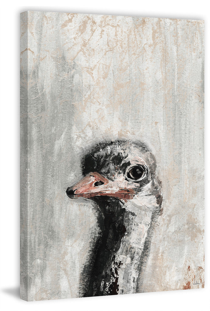 "Ostrich You Cute" Painting Print on Wrapped Canvas, 8"x12"