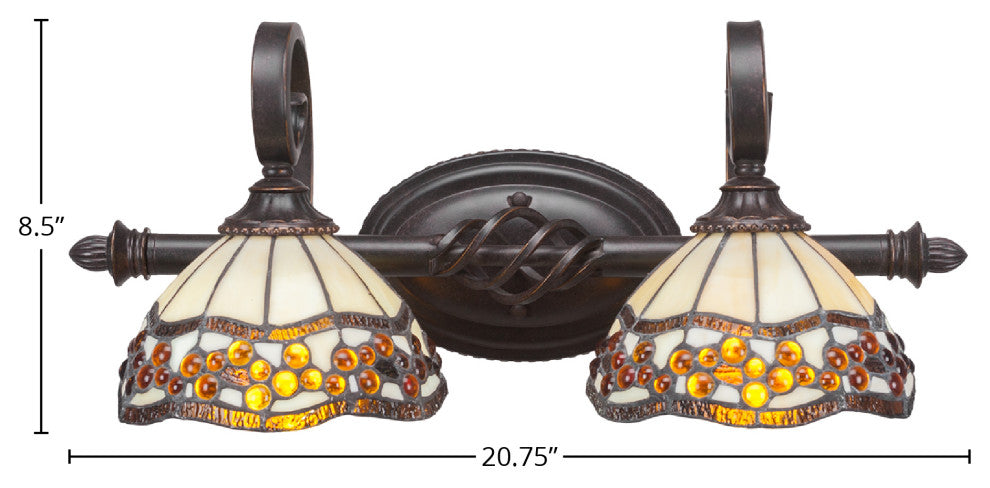 Elegante 2-Light Bath Bar, Roman Jewel Art