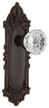 Single Victorian Plate With Crystal Knob, Unlacquered Brass, Timeless Bronze, Si