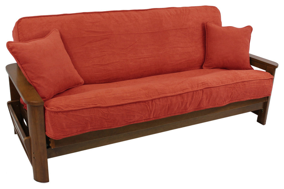 Solid Microsuede Full Futon Cover Set, Cardinal Red