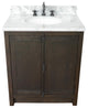 30" Single Vanity, Brown Ash, White Carrara Top, Oval Sink