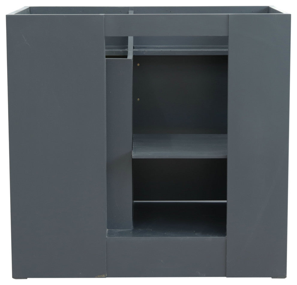 37" Single Sink Vanity, Dark Gray Finish With Black Galaxy Granite