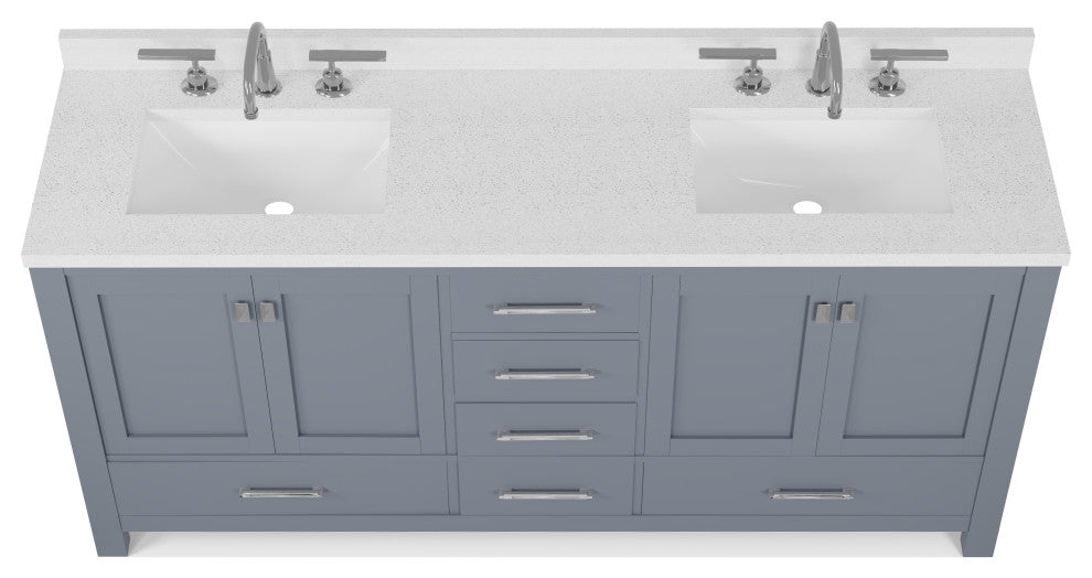 Caroline Avenue 72" Double Bathroom Vanity Set, Gray