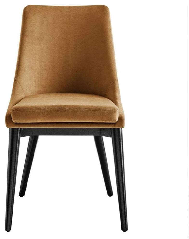 Viscount Performance Velvet Dining Chair, Cognac