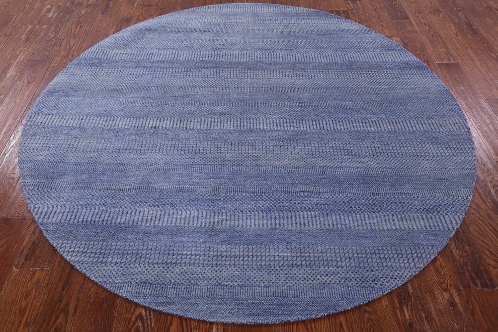 7' Round Wool and Silk Hand-Knotted Savannah Grass Rug Q11460