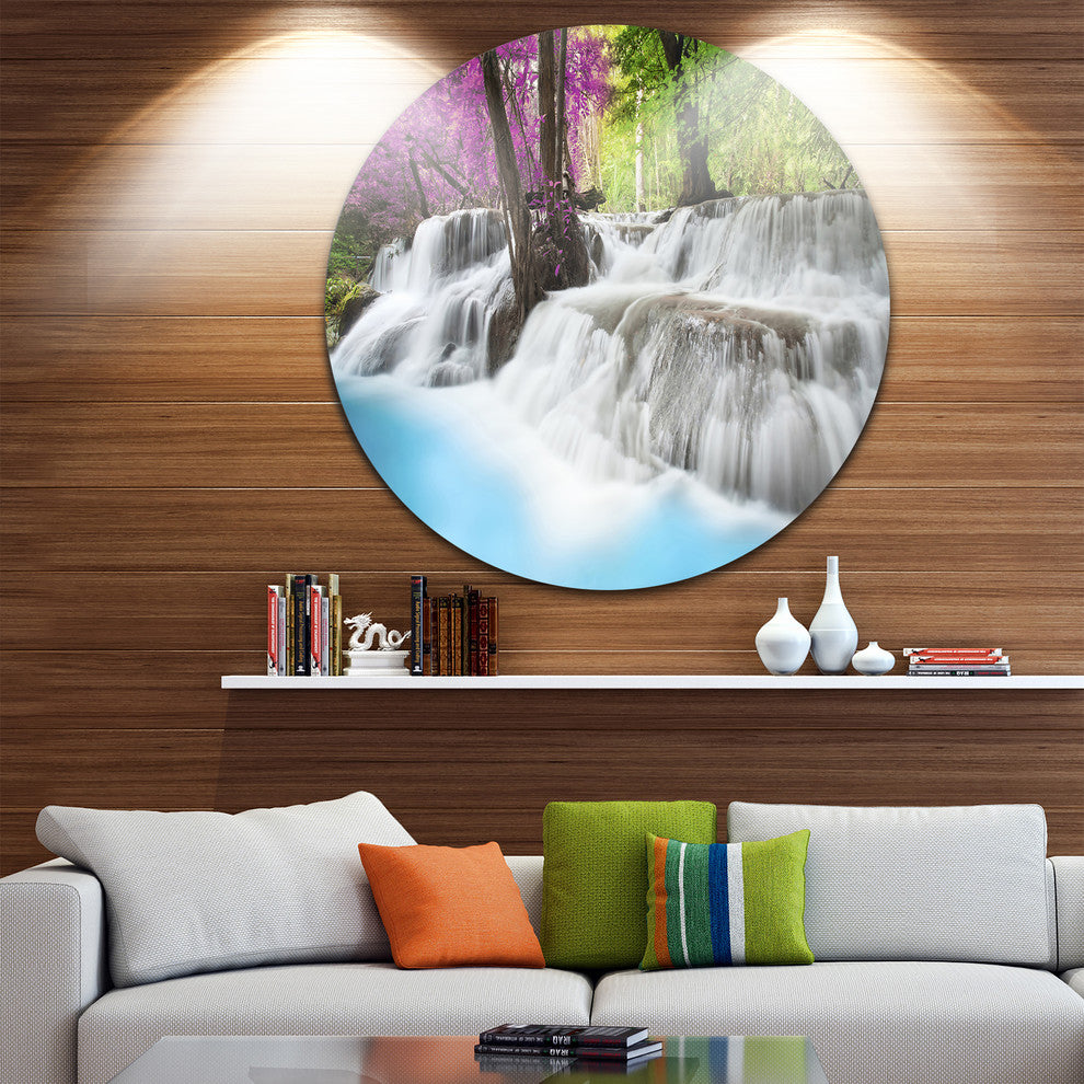 Erawan Waterfall, Photography Round Wall Art, 36"