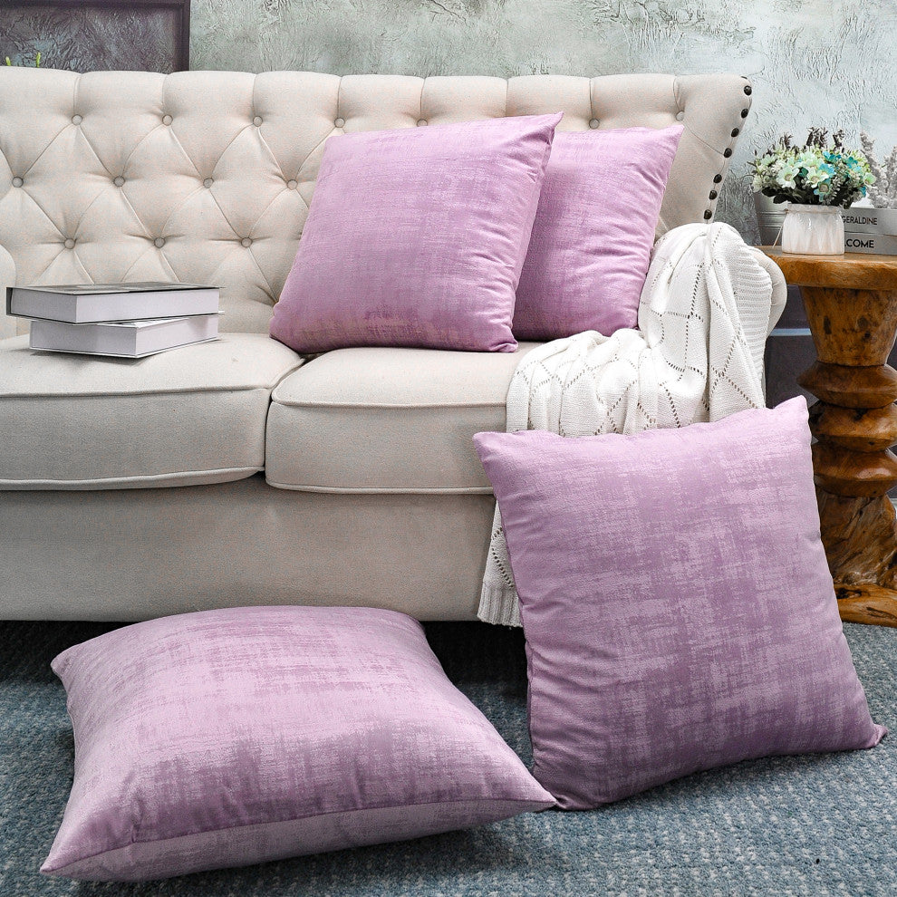 Serenta Textured Velvet Pillow Shell, Set of 4, Mauve Shadows