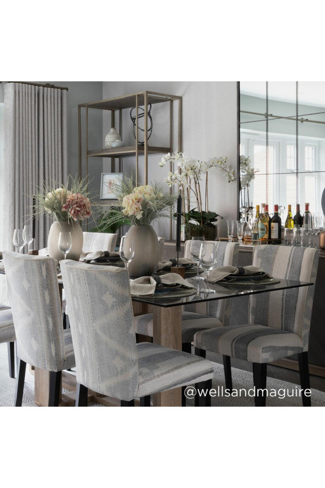 Patterned Fabric Upholstered Dining Chair | Andrew Martin Addington, Blue