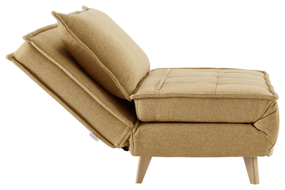 Modern Fabric Upholstered Convertible Sofa Bed Folding Sleeper Chair, Yellow