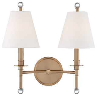 Riverdale 2 Light Wall Mount in Aged Brass