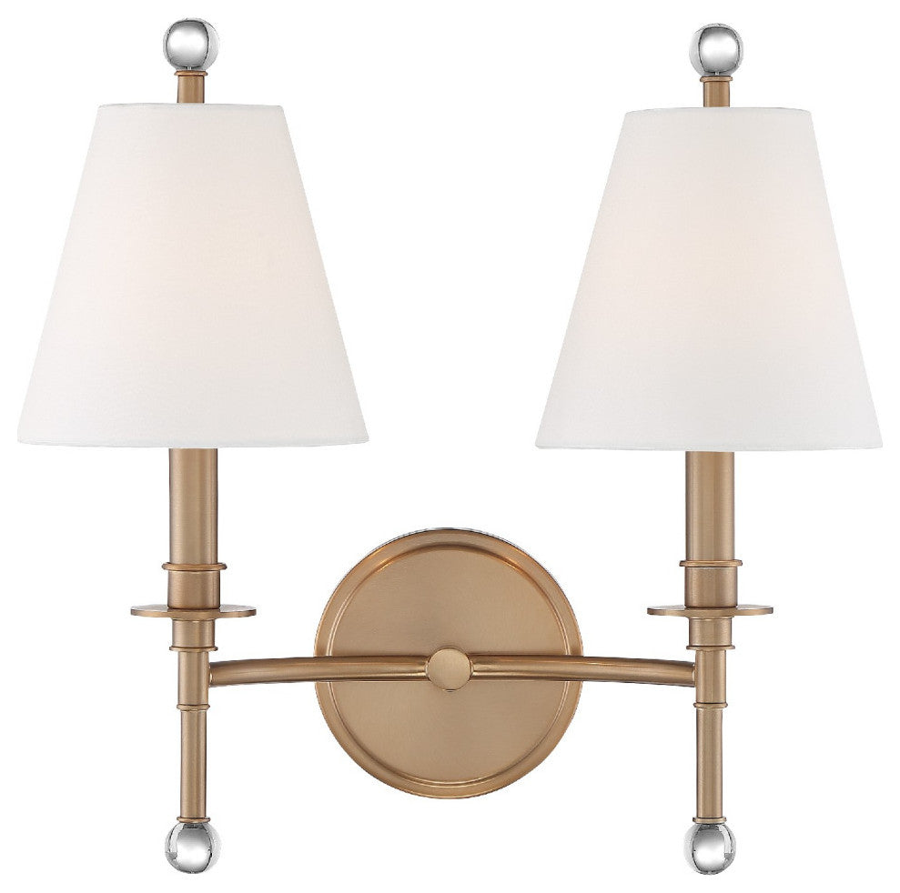 Riverdale 2 Light Wall Mount in Aged Brass