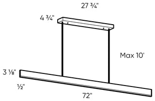 DALS Lighting 72" Slim Profile LED Linear Pendant, Black