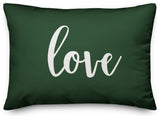 Love, Dark Green 14x20 Lumbar Pillow