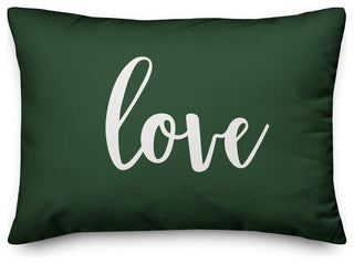 Love, Dark Green 14x20 Lumbar Pillow
