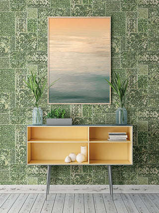 Vintage Carpet Pattern Wallpaper, Green, Bolt