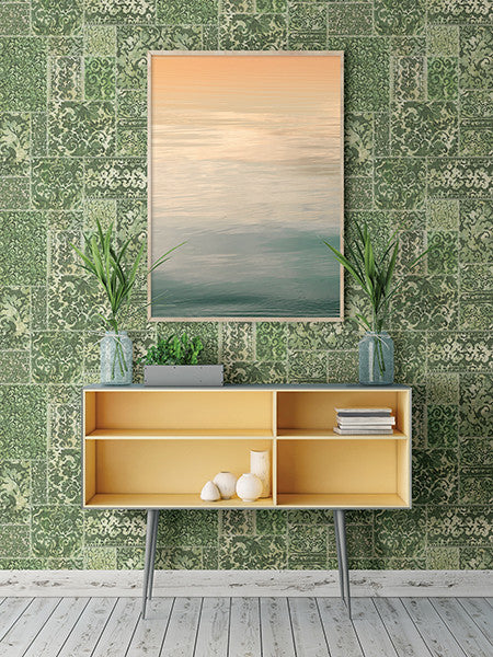 Vintage Carpet Pattern Wallpaper, Green, Bolt