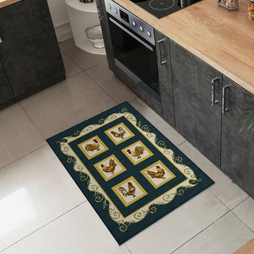 Indoor/Outdoor Kendall KE4 Black Machine Washable 1'8" x 2'6" Rug