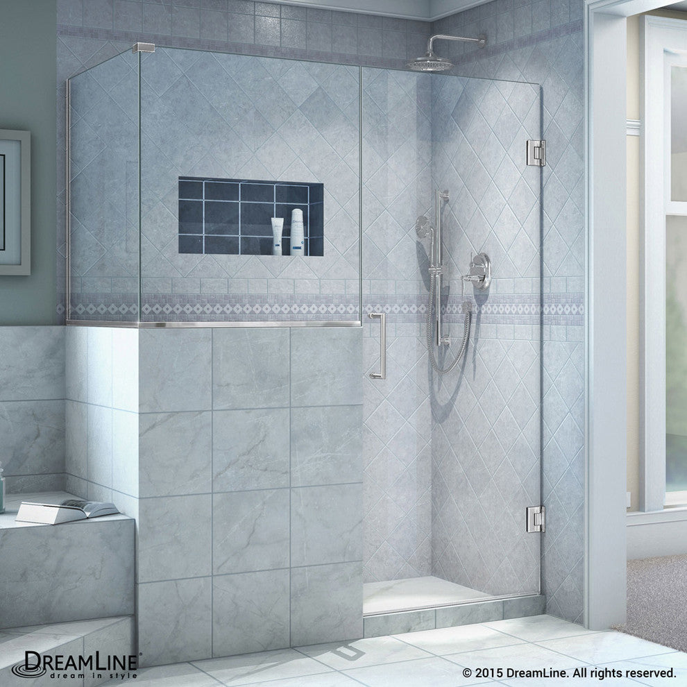 Unidoor Plus 54"x30.38" Shower Enclosure, Chrome