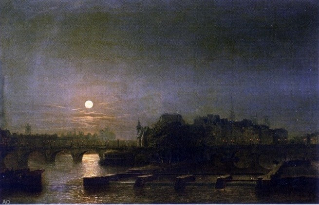 Henry Pether Moonlight over the Seine Wall Decal