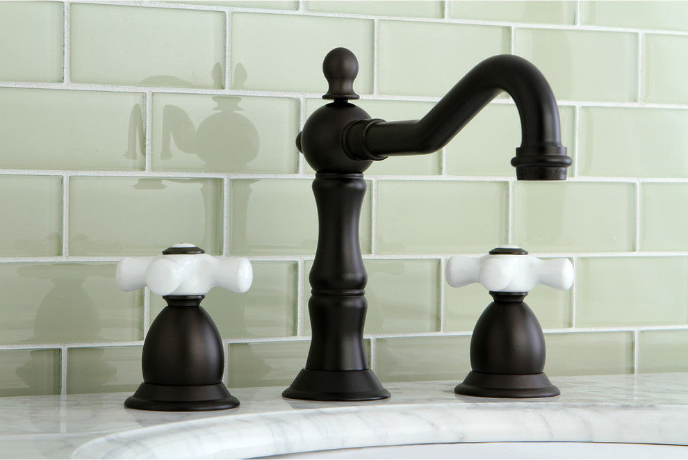 Kingston Brass Widespread Bathroom Faucet With Brass Pop-Up, Oil Rubbed Bronze