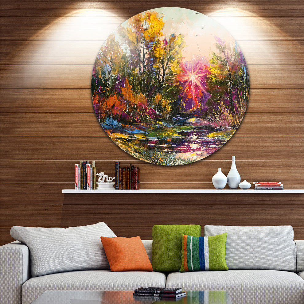 Farewell To Autumn, Landscape Large Disc Metal Wall Art, 23"