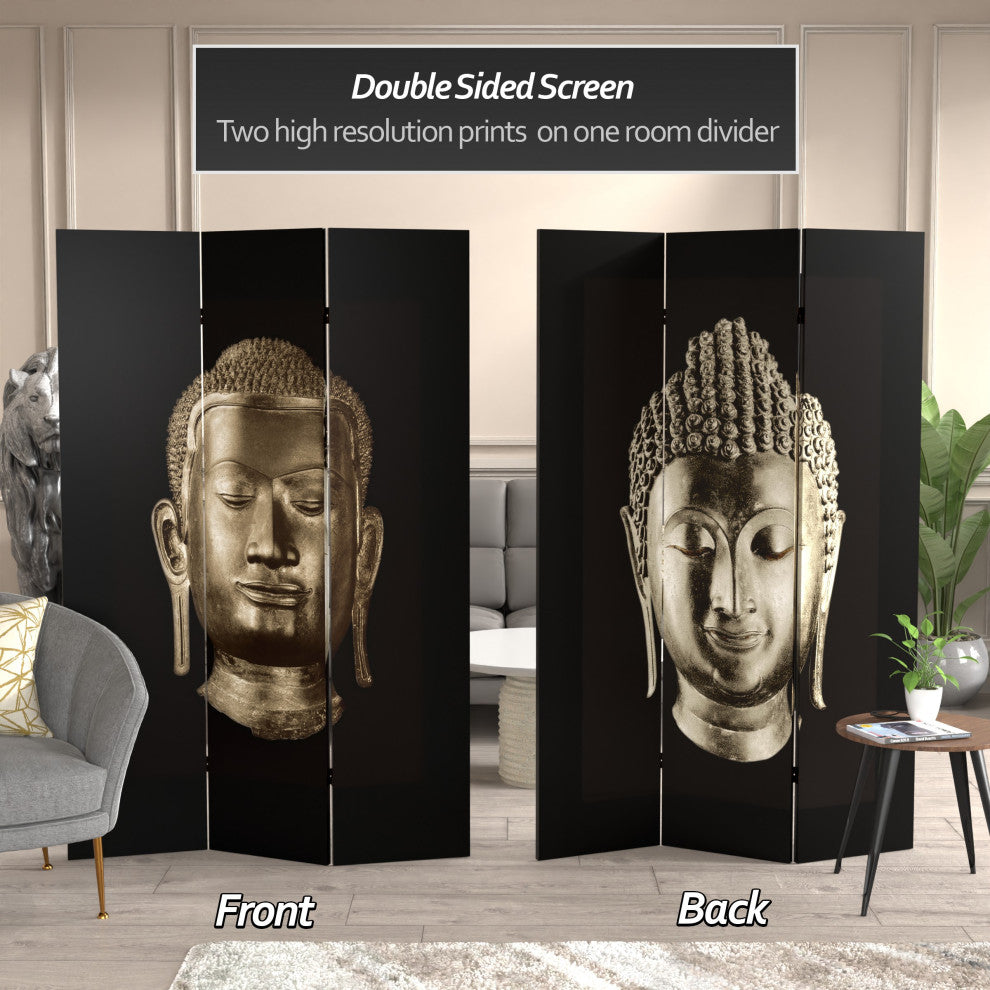 6'' Tall Double Sided Buddha Canvas Room Divider