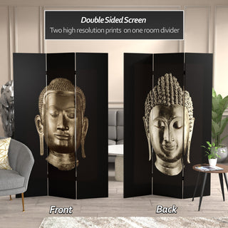 6' Tall Double Sided Buddha Canvas Room Divider
