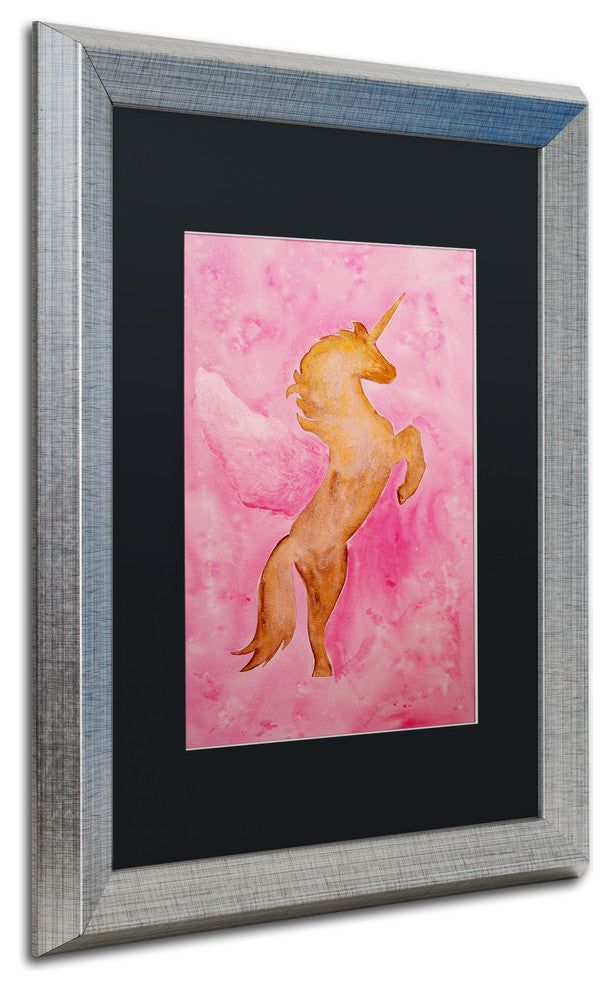 Nicole Dietz 'The Unicorn' Matted Framed Art, Silver Frame, Black, 20x16