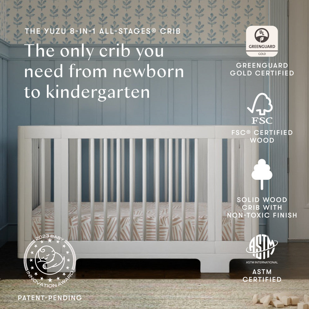 Yuzu 8-in-1 Convertible Crib With All-Stages Conversion Kits, White