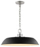 Colony 1-Light Medium Pendant, Matte Black With Polished Nickel