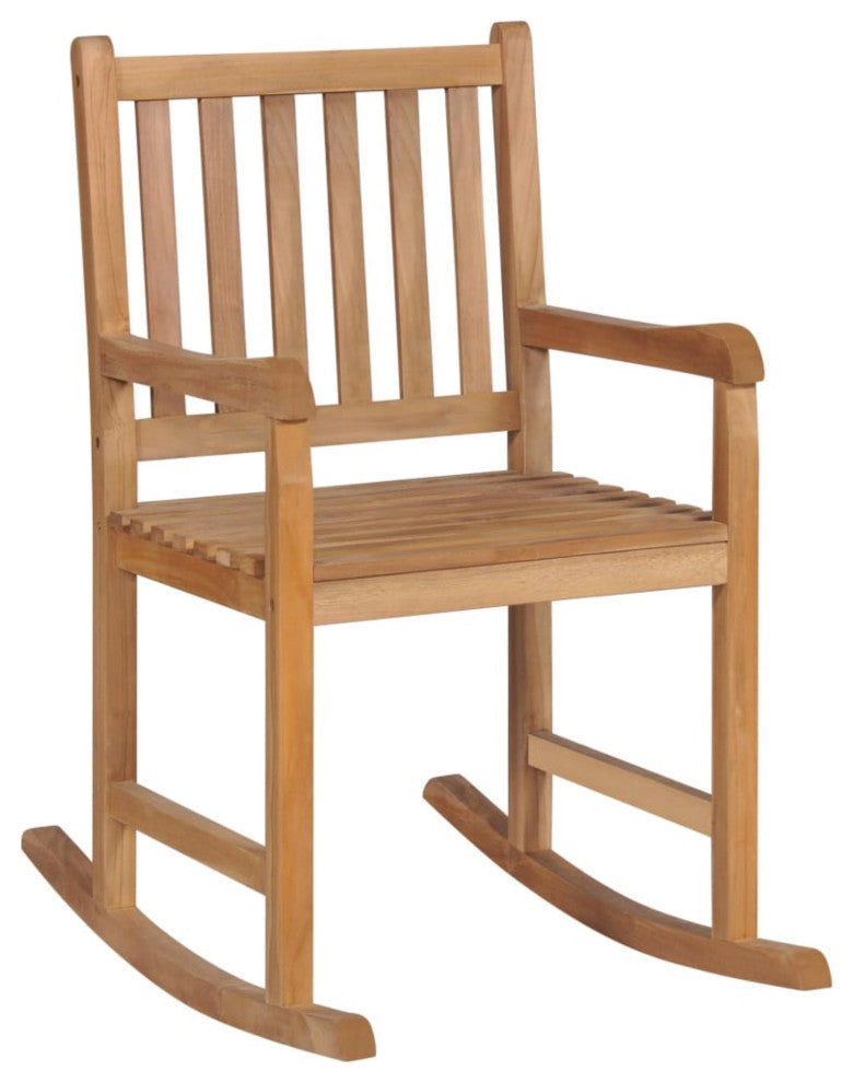 Vidaxl Rocking Chair With Green Cushion Solid Teak Wood