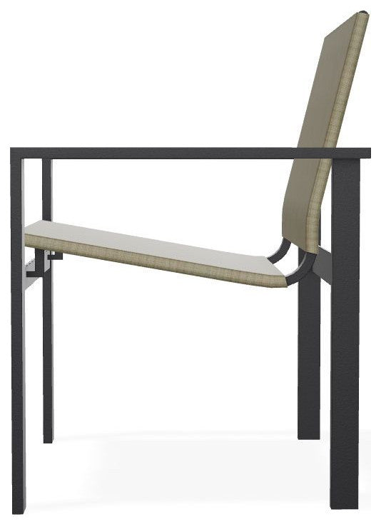 Tribeca Sling Outdoor Stackable Armchair, Elevation Stone/Black