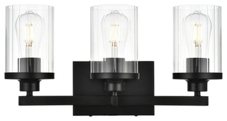 3 Light Black And Clear Bath Sconce