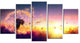 Dandelion at Sunset Freedom to Wish, Abstract Wall Art Canvas, 60"x32", 5 Panels