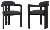 Jazmin Dining Chair in Black Brushed Wood Finish and Charcoal Fabric - Set of 2