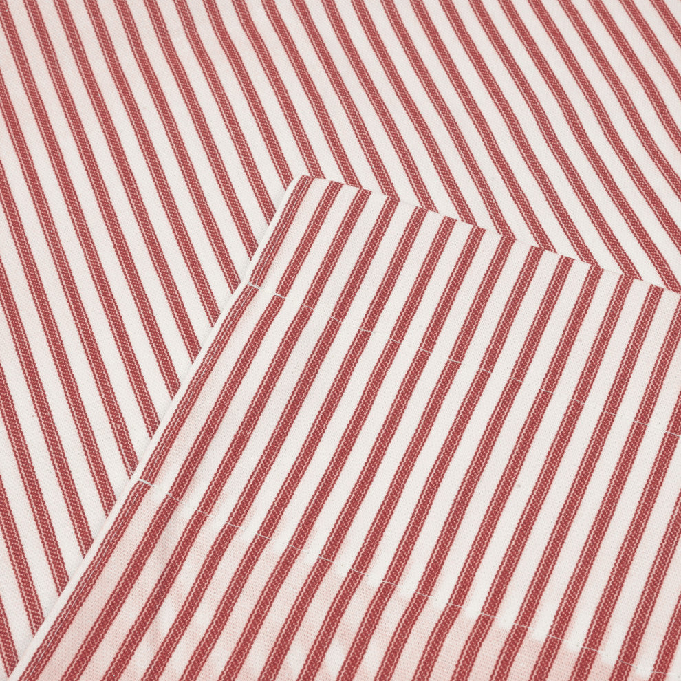 Plaza Stripe Tailored Panel Pair, Brick, 56"x63"