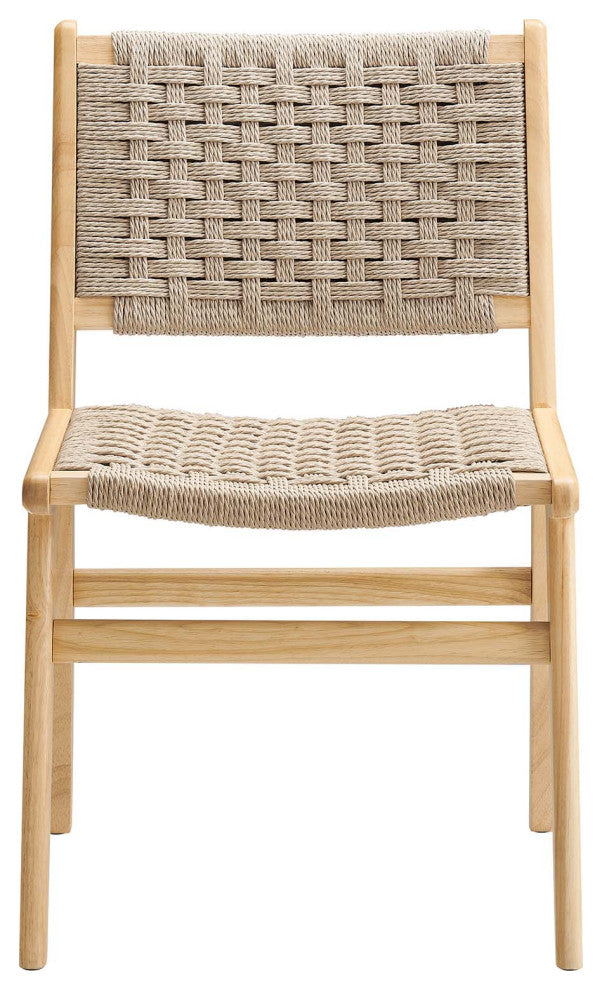 Saoirse Woven Rope Wood Dining Side Chair, Set of 2, Natural Natural