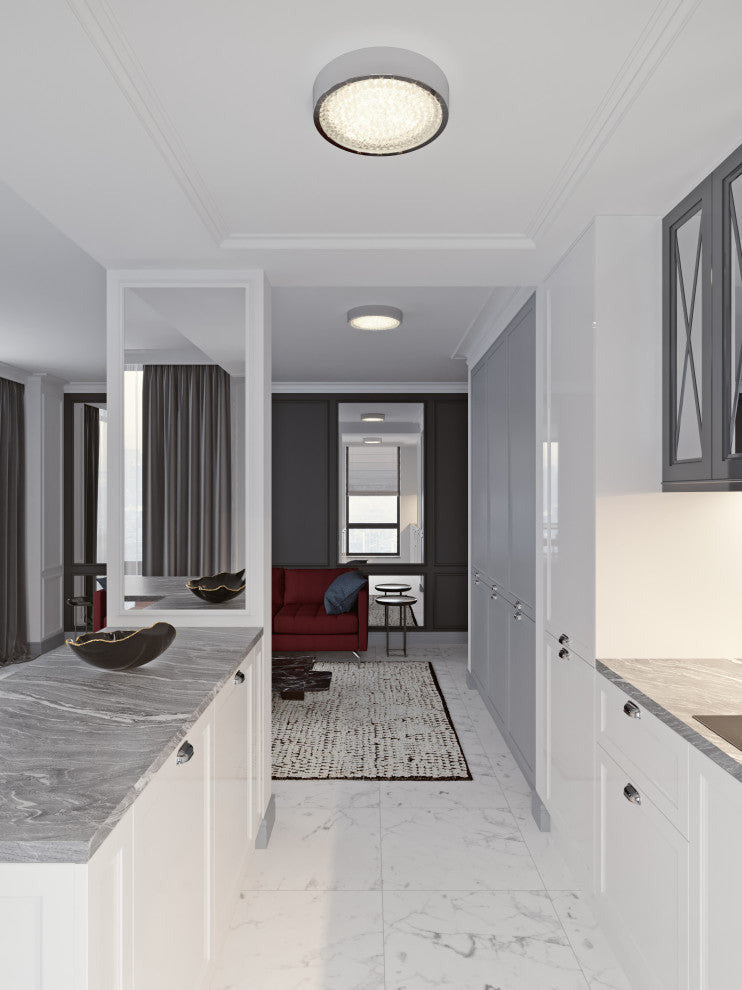 Diamonds Flushmount, LED 23W, 2500 LM, 120V, Polished Chrome