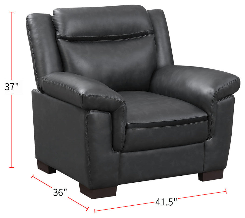 Chair With Faux Leather Upholstery, Dark Brown
