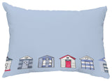 Beach Huts 14"x20" Nautical Decorative Outdoor Pillow, Light Blue