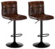 Set of 2 Armless Tufted Swivel Bar Stools, Dark Brown-Pu