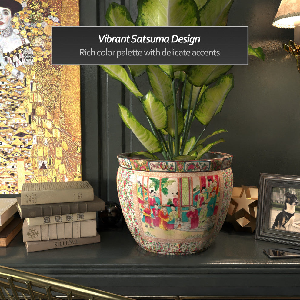 16" Rose Medallion Porcelain Fishbowl