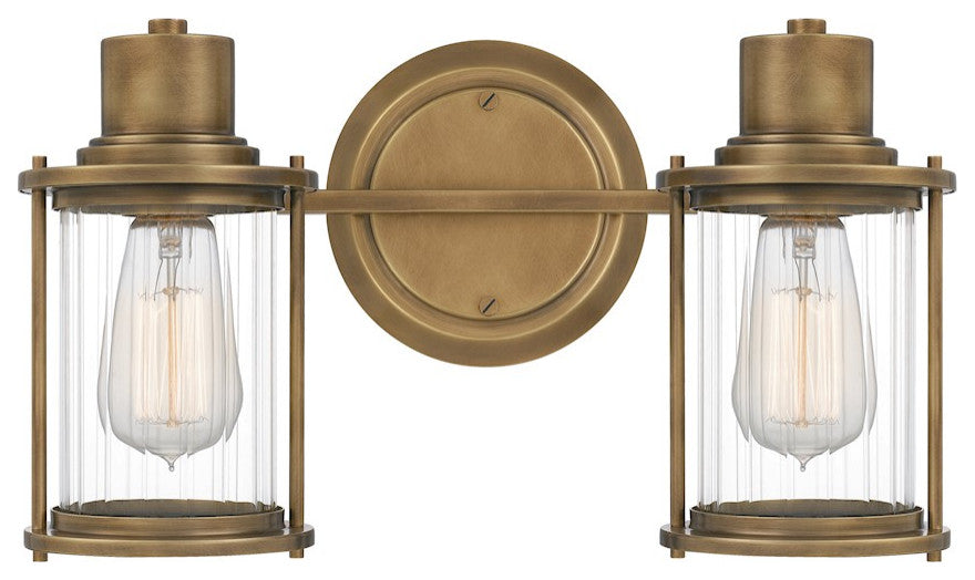 Quoizel RIG8615WS Two Light Bath, Weathered Brass Finish