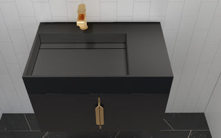 CastelloUSA Amazon 30" Left Wall Mounted Bathroom Vanity Set, Black, Black Top, Gold Handles